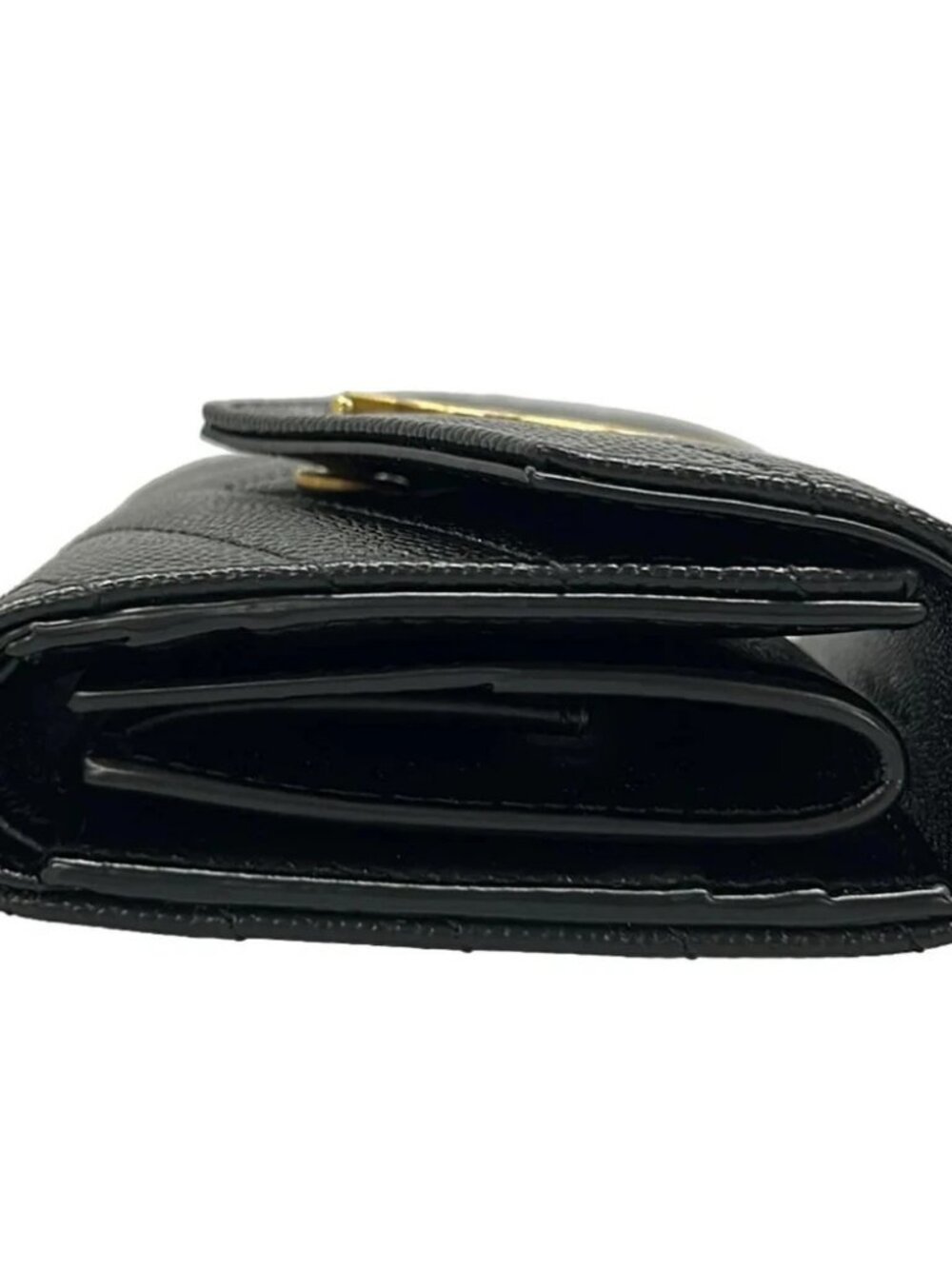 SAINT LAURENT PARIS Cassandra Multifold Wallet 692061 Black Leather - - Picture 9 of 12